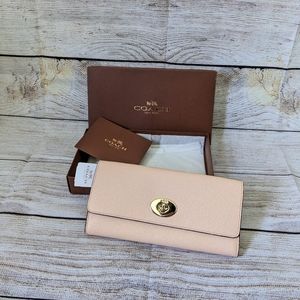 COACH Embossed Textured Leather Slim Envelope Wallet with POP Pouch